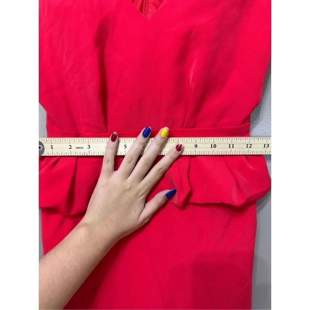 NWT Maje Paris Framboise Glue Red Peplum Sheath Women's Dress Large - Picture 10 of 13